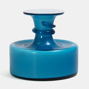 holmegaard blue napoli vase desinged by jacob bang